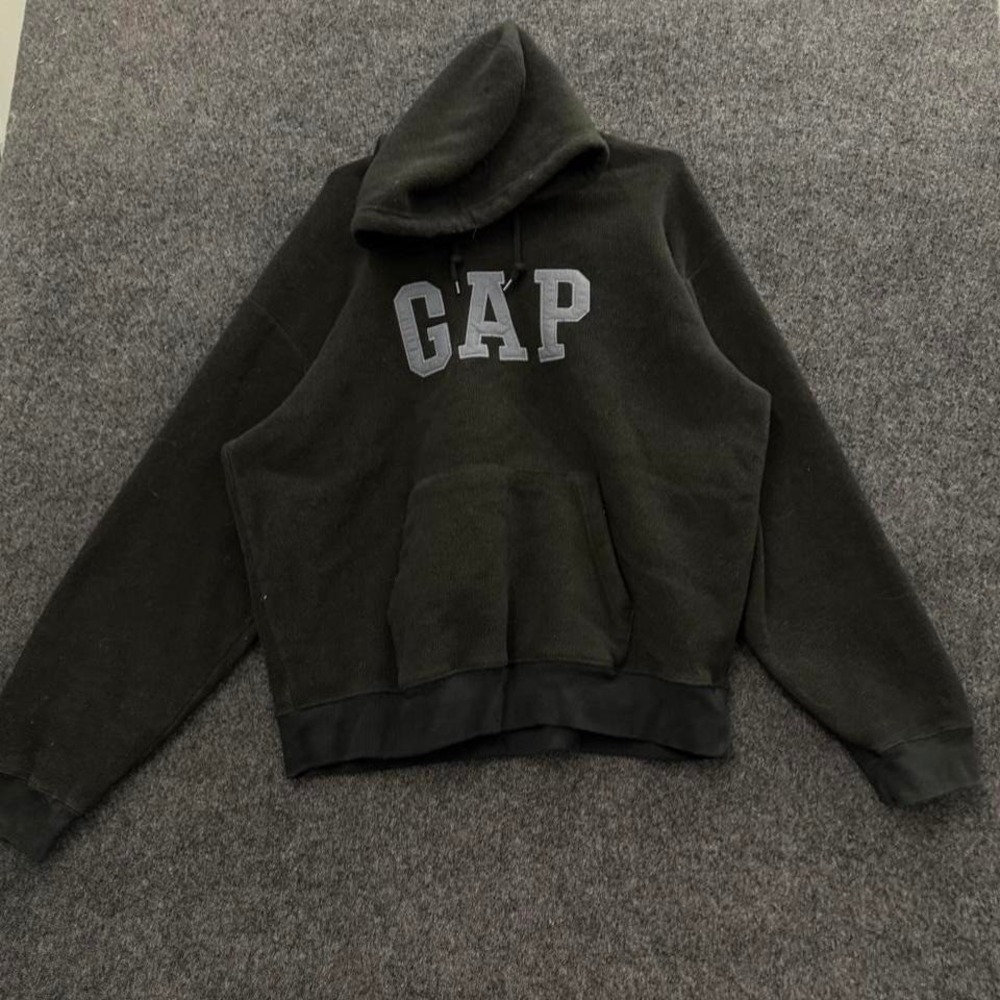Gap Men's XL black spellout pullover hoodie faded casual streetwear sweatshirt